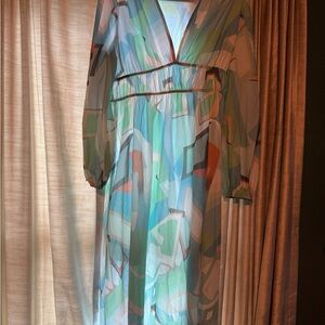 Chic Geometric Long Sleeve Dress